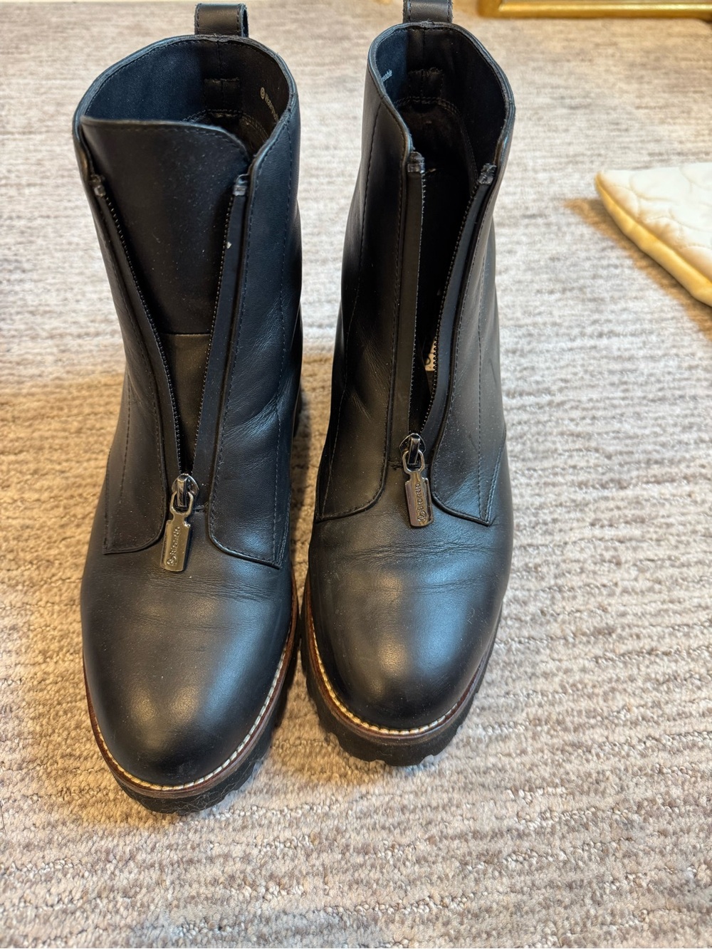 Blondo Black Leather Front-Zip Ankle Booties